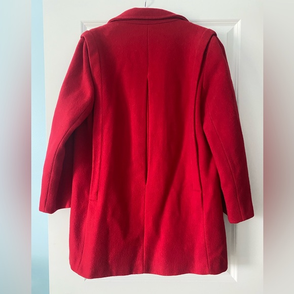 🍓6/$15🍓 Vintage Herman Kay Red Wool Blend Pea Coat - Picture 5 of 8